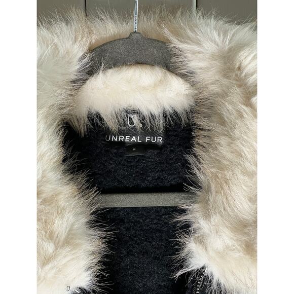 Unreal Fur Wet Look Black Aviator Jacket Size M NEW - Picture 7 of 11